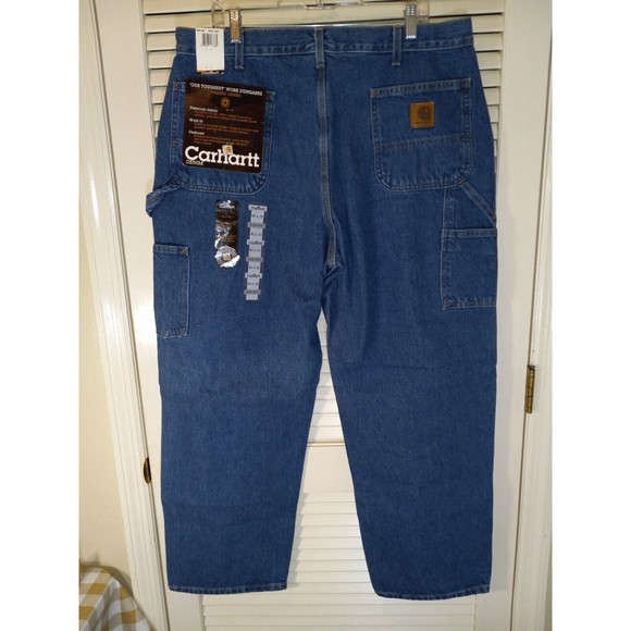 Carhartt Work Fit Dungaree Jeans Tag Size 40X30 (Measures 38X30) B137DST  NEW - Picture 1 of 11